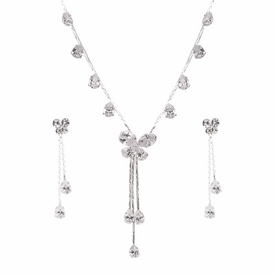 

Yoursfs Crystal Fashion Party Sets Women Wedding Butterfly Earrings Gift Water Drop Pendant