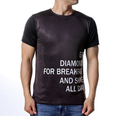 

Men&39s Slim Fit Top 0-Neck Casual Black Tee Short Sleeves Letter Printed T-Shirt