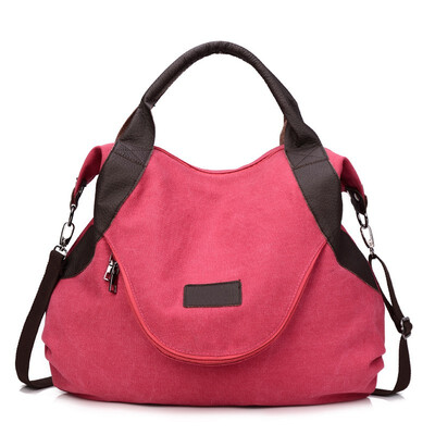 

SMOOZA 2018 Large Pocket Casual Tote Womens Handbag Shoulder Crossbody Handbags Canvas Leather Capacity Bags fashion For Women