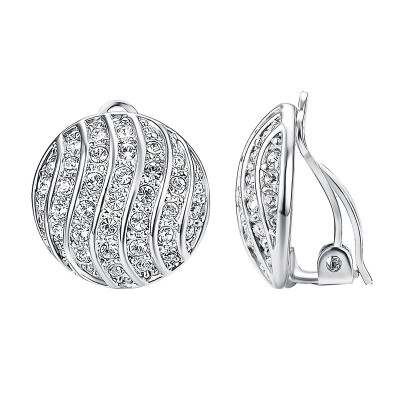 

Yoursfs Clip On Earrings with Round Austrian Crystals 18k Rose Gold Plated