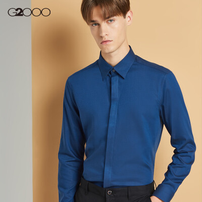 

G2000 mens twill solid color cotton shirt long sleeve 2018 autumn&winter new business is finishing shirt 00040403 dark blue 78 07175