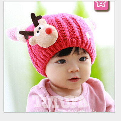 

Buebos Ninos Hot-Seller Children Hat Super Cute Christmas Deer Cashmere Knitted Kids Baby Unisex Hat Fall Winter Christmas Gift
