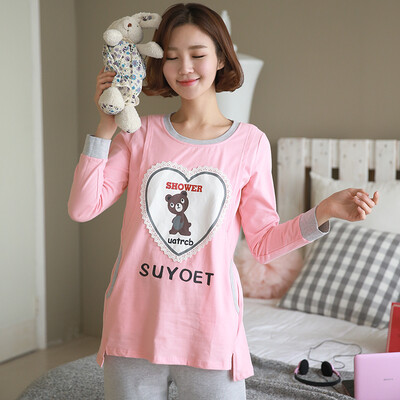 

Arctic velvet 3883 Pregnant women month clothes Spring&autumn clothing out of service feeding breasts pregnant women pajamas suit cotton postpartum women home service floral L