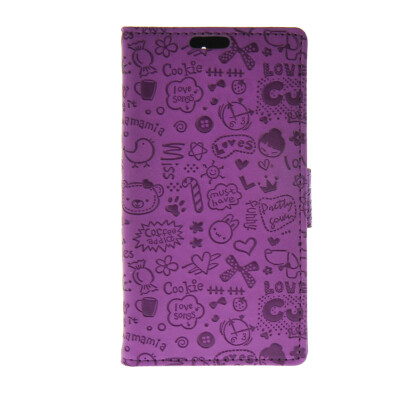 

MOONCASE Cute Little Witch Leather Side Flip Wallet Card Holder Stand Pouch ЧЕХОЛ ДЛЯ Huawei Honour 4C Purple