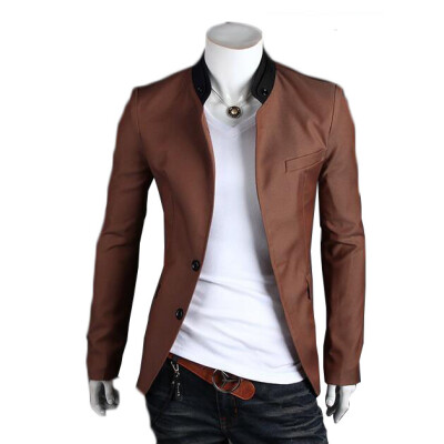 

Zogaa New Mens Suit Matching Color Collar Two Button Slim 1318-X28-75