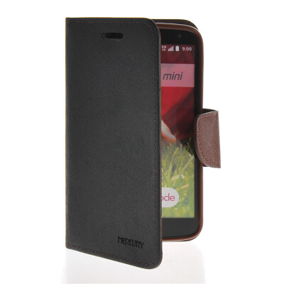 

MOONCASE Classic cross pattern Leather Side Flip Wallet Card Pouch Stand Soft Shell Back Case Cover for LG G2 Mini Black Brown