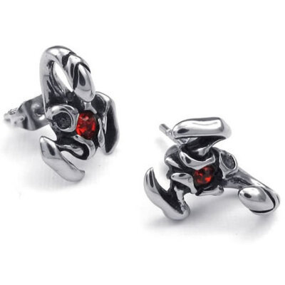 

Hpolw Mens Cubic Zirconia Stainless Steel Gothic Scorpion Stud Earrings, Red Silver