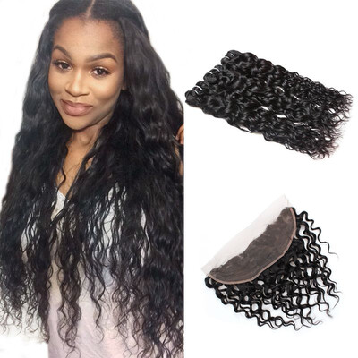 

Unprocessed 7A Перуанская водная волна Frontal Closure С 3Bundles13x4 Ear To Ear Lace Фронтальное закрытие со связями Virgin Human Hair