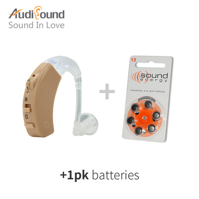 

Audisound Слуховой аппарат Высокое качество звука Усилитель слухового аппарата Высокий низкий тон для пожилых людей с батареей CARD A13 6PCS / 1