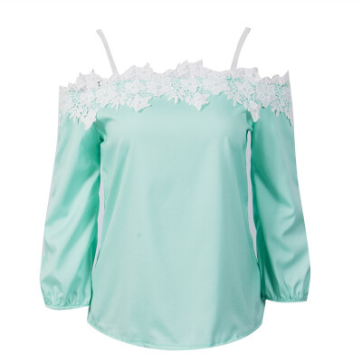 

Casual Womens Off shoulder Lace T-Shirt Ladies Long Sleeve Blouse Tops