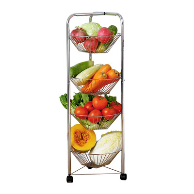 

Ou Runzhe car storage rack kitchen with wheels rack plating T-shaped round basket four-story car