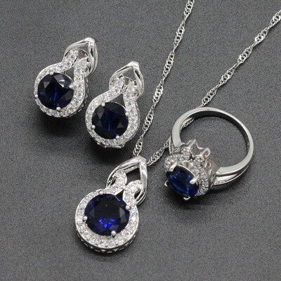 

Beautiful Orange Stone Silver Plated Jewelry Sets for Women Six Colors Available Free Jewelry Box