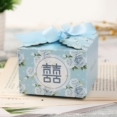 

Jiamo European candy box creative candy box wedding candy box wedding carton gift box blue rose 50