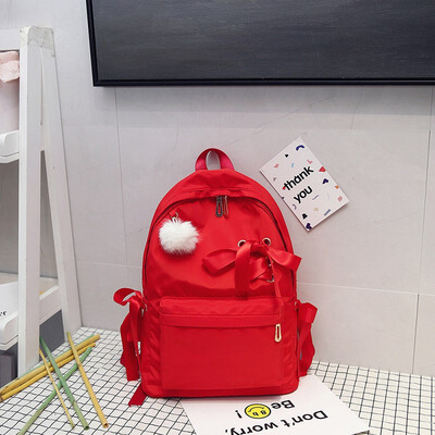 

Japanese Original Wind Soft Girl Heart Bag for Girl Student Younger Sister Cute Bow Hair Ball Light Shoulder Backpack