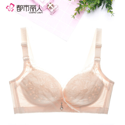 

Urban beauty no steel ring bra thin section large size sexy lace comfortable breathable hole cup ladies underwear gathered bra 2B7202 black 3680D cup