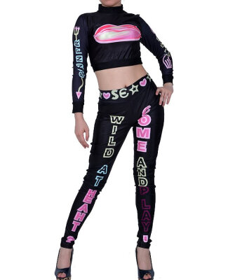 

New Women's Super Hot Sexy Long Sleeve Club Wear Top+ Pant Party Rock