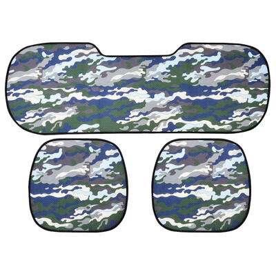 

KAWOSEN Car Seat Cushion Universal Fit Camouflage Style 3D Cellular Technology Blue Seat Covers Car Seat Protector 3pcs