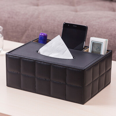 

Ou Runzhe tissue box living room car black multi-grain linen tray