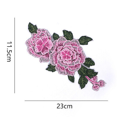 

Sunbling Embroidered Patch 3D Red Roses Flower Patches For Women Wedding Dress Clothing Sticker Lace Applique