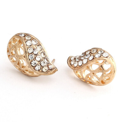 

Fashion Women's Jewelry Gorgeous Alloy Rhinestone Leaf Bud Heart Earrings 60314