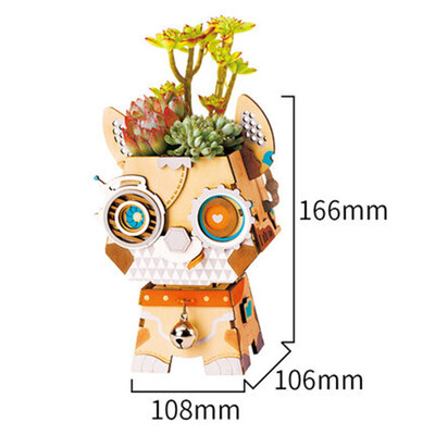 

If state stereo stitching wooden flower pot trough assembled model manual diy wood fleshy flower pot creative flower pot toy gift Mo Qianyuan