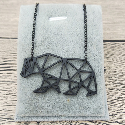 

New Origami MaMa Bear Necklace Origami MaMa Bear Charm Female Male Gift Necklace Fashion Women Jewellery Geometric Jewellery