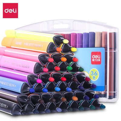 

Deli deli 70659 washable 36 color watercolor pen thick triangle rod childrens painting pen 36 box