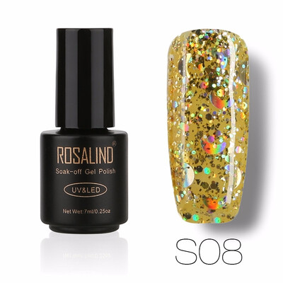 

ROSALIND Gel 1S Black Bottle 7ML Star&Moon glitter S01-12 UV LED Soak-Off Gel Nail Polish Nail Art Semi Permanent Gel Varnish