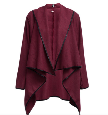 

Autumn Winter Trench Coat Women Irregular Collar Lapel Side Zipper Woolen Coat Women Loose Sweater Outwear Plus Size -4XL