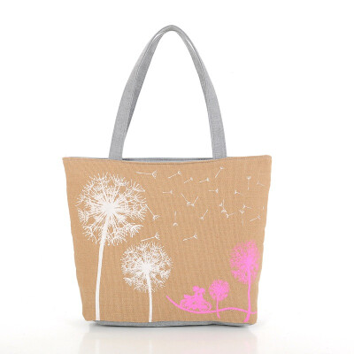 

Womens Canvas Bag Casual Female Shopping Bag Flower Print Bag