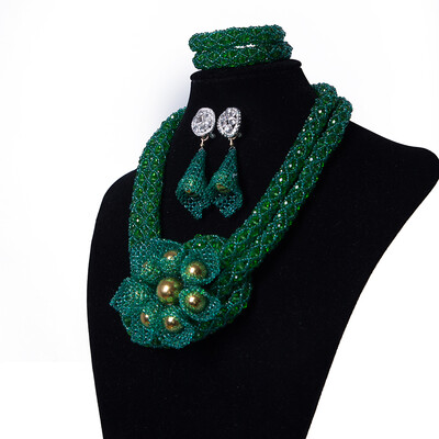 

AMYNOVA Red Millet Beads Hand-Knitted African Costume Jewelry Set Nigerian Wedding Beads Necklace African Beads Jewelry