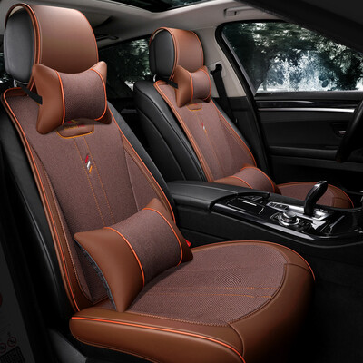 

Jody car seat four seasons GM car seat cover small waist leather imitation linen seat cushion luxury coffee color