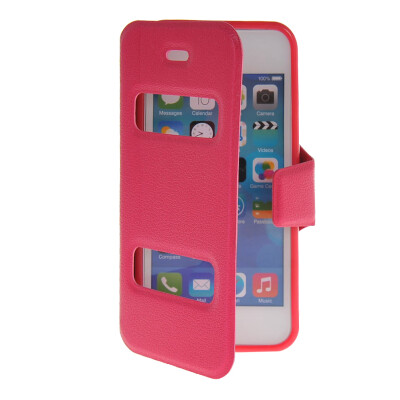 

MOONCASE View Window Leather Side Flip Pouch Stand Shell Back ЧЕХОЛ ДЛЯ Apple iPhone 5C Hot pink