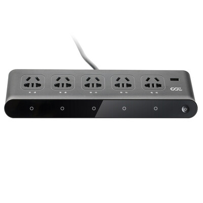 

Solid P1 TV exclusive smart plug black 5-bit socket plug-in plug-in board smart 24AUSB fast charge lightning protection surge child anti-electric shock