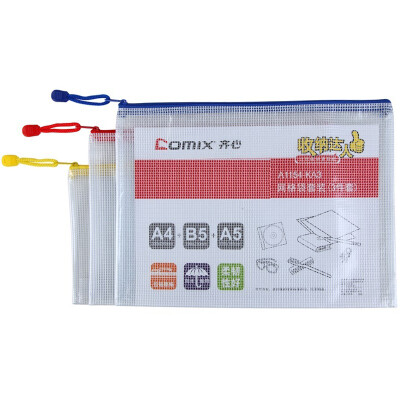 

Comix) 3-piece combination A1154-KA3 moisture-proof mesh zipper bag / information bag (A4 + B5 + A5) office stationery