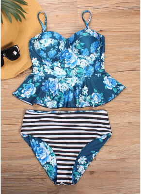 

2018 Women Floral Printed Bikini Set Swimsuit Swimwear Underwire Padded Beach Wear