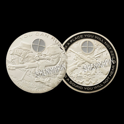 

American sniper challenge Commemorative coins Military fans collect souvenirs gilt silver plated new