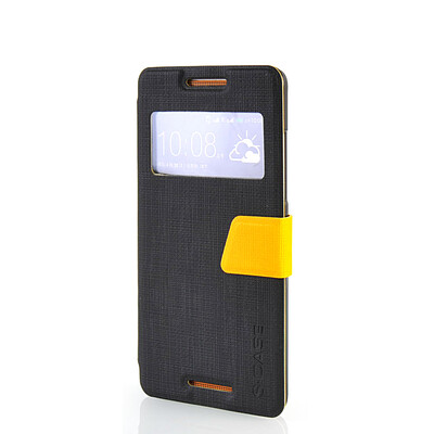 

MOONCASE View Window Leather Side Flip Pouch Ultra Slim Shell Back ЧЕХОЛ ДЛЯ HTC Desire 600 Black