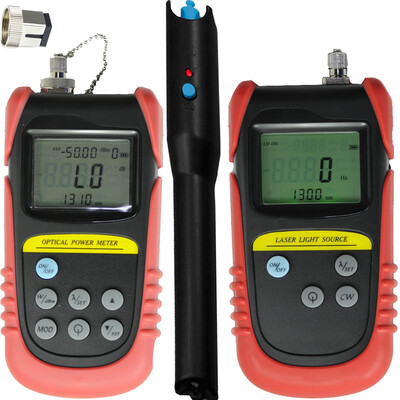 

Handheld Min Fiber Optical Power Meter-50dB to 26dB 850nm1300nm Wavelength Optical Laser Source 15mw Visual Fault Locator
