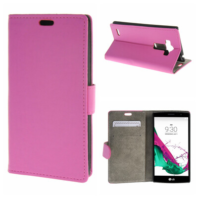 

MOONCASE Case for LG G4 Beat G4S Premium PU Flip Leather Wallet Card Holder Bracket Back Pouch Case Cover Hot pink 02