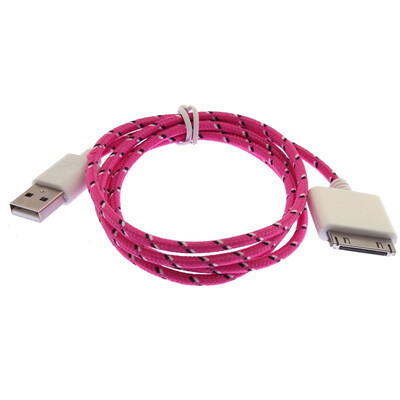 

Rose Red New For iPhone 4 4S Braided Fabric Micro USB Sync Data Charger Cord Cable