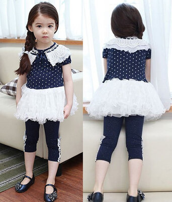 

Girls Dress Lace Collar Dot Pattern Tulle Dress Princess Dress Party Birthday Gift