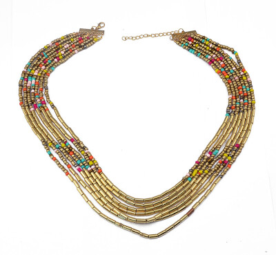 

Fashion Bohemian Colorful Beade Multilayer Long Necklace Hook dangle Earrings Set Women jewelry