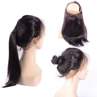 

Pre Plucked 360 Full Lace Frontal Closure Peruvian Straight Virgin Human Hair Closures With Baby Hair Adjustable Strap 225"x4"x2"