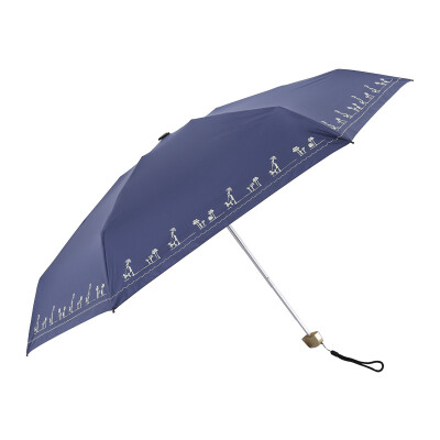 

IDREAMY Black Rubber Sunshade Sun umbrella Small Fresh Print Lightweight Portable 50 Rain&Rain Dual-use Pocket Umbrella 32513 Blue