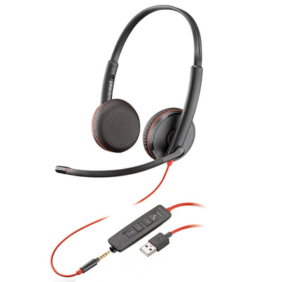 

Plantronics C3225 binaural noise canceling headphones computer phone headset USB 35 mm dual interface