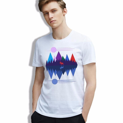 

Tshirt Male Art Colorful Wildlife Vintage Graphic Chic Geek Hipster Casual Short Sleeve Tops