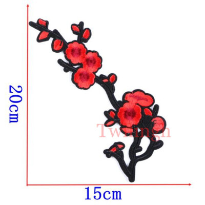 

1 Piece Plum Blossom Flower Patches Iron on 3D Embroidered Patch Red Rose Applique Sew On DIY Repair Accessories Clothes Patches