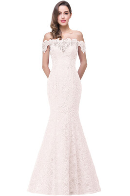 

Lace Mermaid Long Evening Prom Party Dresses Formal Pageant Bridesmaid Gown Elegant Off Shoulder