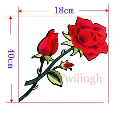 

twilingh Patches Sewing On Iron-On Accessories Red Flower Embroidered Sequined Patches For Women Wedding Dress Clothing